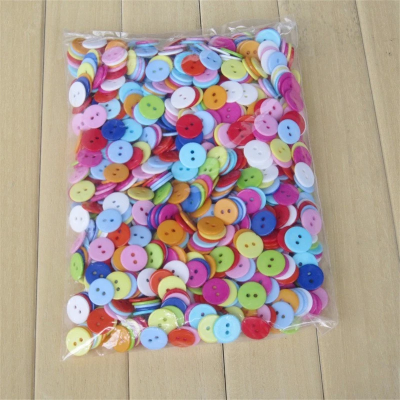 1000 штук разноцветных кнопок для скрапбукинга круглой формы Смола 2 отверстия 11 мм