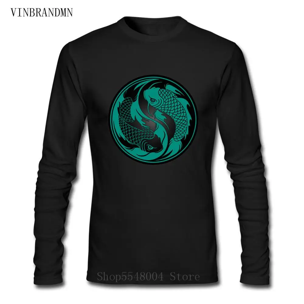 Уникальный азиатский стиль одежда Yin Yang топы футболки Винтажная футболка с кои