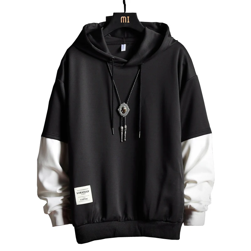 Для мужчин толстовки с капюшоном Кофты черный осенний пуловер длинными рукавами