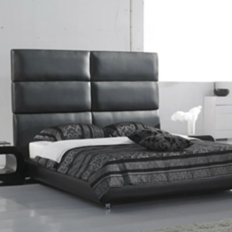 Настоящая современная кровать из натуральной кожи/мягкая кровать/двуспальная