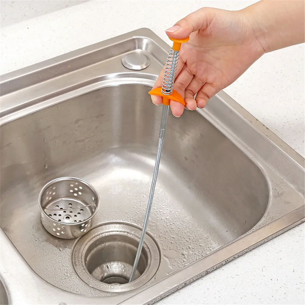 

Sink Drains Grabber Tool Flexible Long Reach Claw Pick Up Narrow Bend Curve Floor Drain Sewer Spring Grip Cleaner Tool 80cm