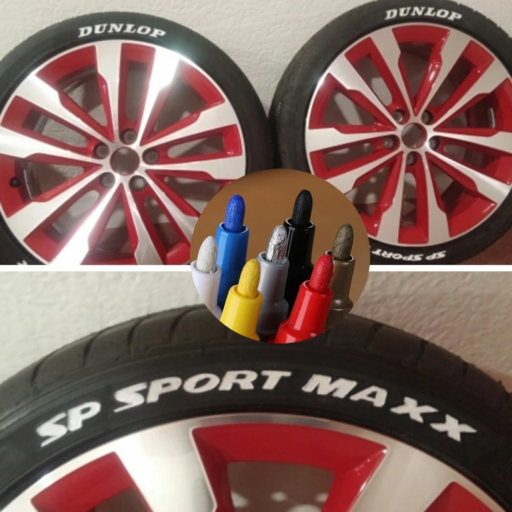 

Car Color Waterproof Paint Pen Car Bicycle Tire Tread Metal Permanent Paint Mark Graffiti Oily Marker DIY Tire Shape Accessories