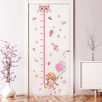 cartoon girl balloons wall sticker diy height measuremengt mural decals for kids rooms baby bedroom home decoration accessories