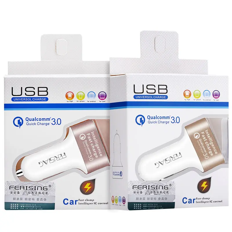 FERISING QC3.0 автомобильное зарядное устройство 3 порта Micro USB 9V 12V мобильный телефон