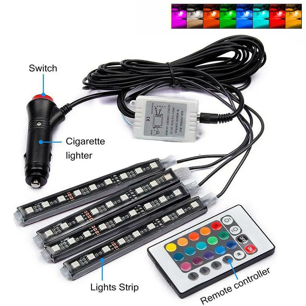 

Remote Control Automotive Interior Decorative Light Atmosphere Lamp 36LEDs Ambient Lamp LED Car Foot Light Bar