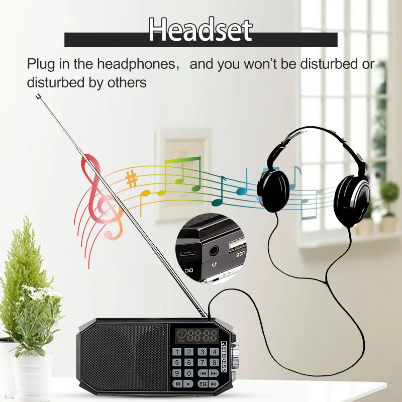 Retekess TR610 Bluetooth fm радио с разъемом для наушников поддерживает T flash (TF) карту чтения