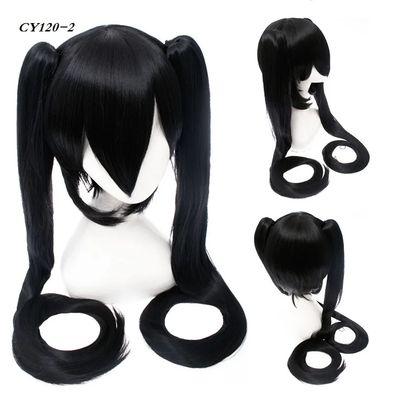 120 см Аниме Косплей Черный Рок Шутер парики Длинные Синтетические Волосы чип