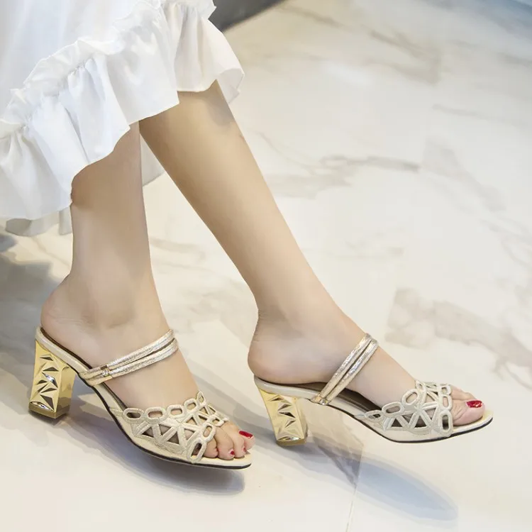 

Сандалии женские на высоком каблуке, босоножки с вырезами, однослойные, обувь на лето, большие размеры