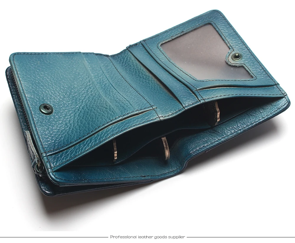 Natural Leather RFID Blocking Men's Top Layer Leather Brushed Wallet Handmade Retro Wallet Pure Leather Leather Coin Purse
