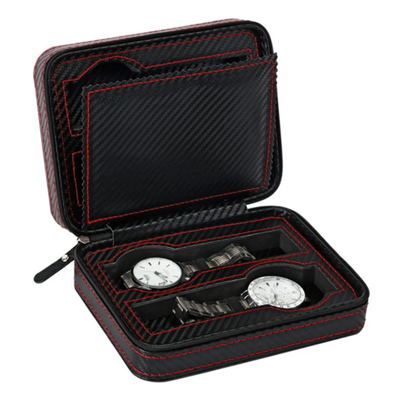 

85LA 4 Slots Leather Watch Storage Bag Luxury Travel Watches Display Box Zipper Case