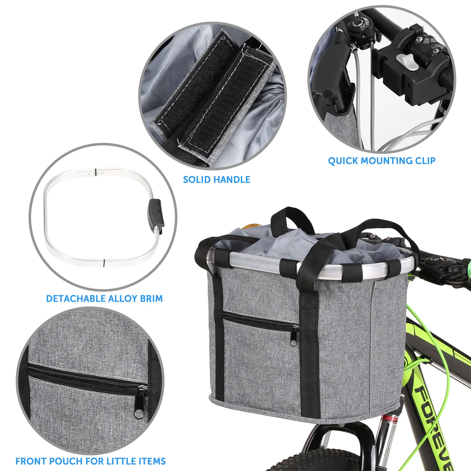 

Bicycle Front Basket Removable Waterproof Bike Handlebar Basket Pet Carrier Bag Outdoor Sports for Cycling Supplies