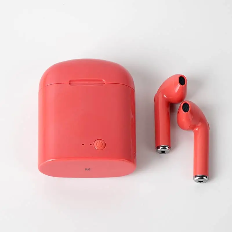 red I7s tws беспроводные bluetooth наушники redmi airdots наушники-вкладыши pods игровая гарнитура беспроводные наушники Bluetooth для apple xiaomi - Цвет: red