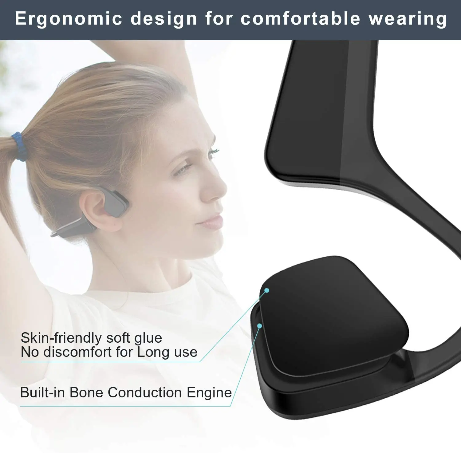 Wireless bone conduction earphone Bluetooth 5.0 open headphones waterproof noise reduction sports headset for Android IOS