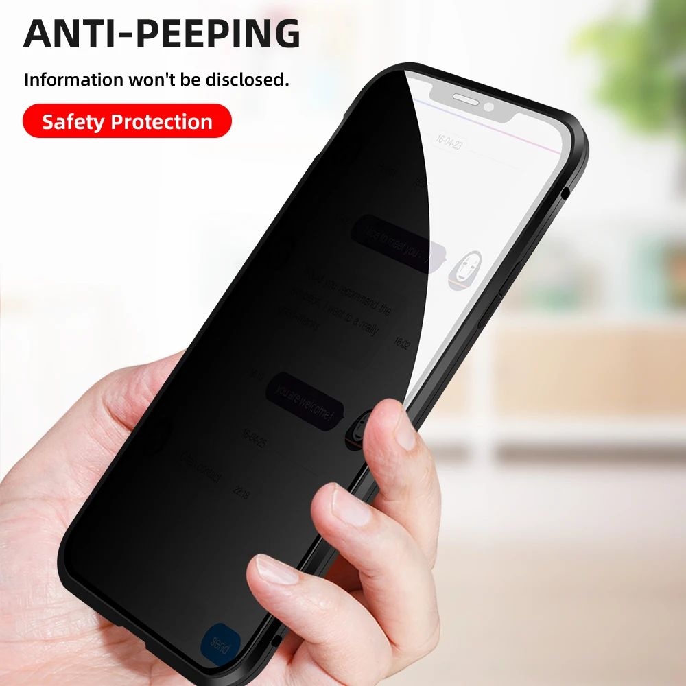 Защитный Магнитный чехол из закаленного стекла для iPhone 11, 11pro, XS MAX, XR, X, противоскользящий магнит, металлический бампер для iPhone 8, 7, 6, 6S Plus