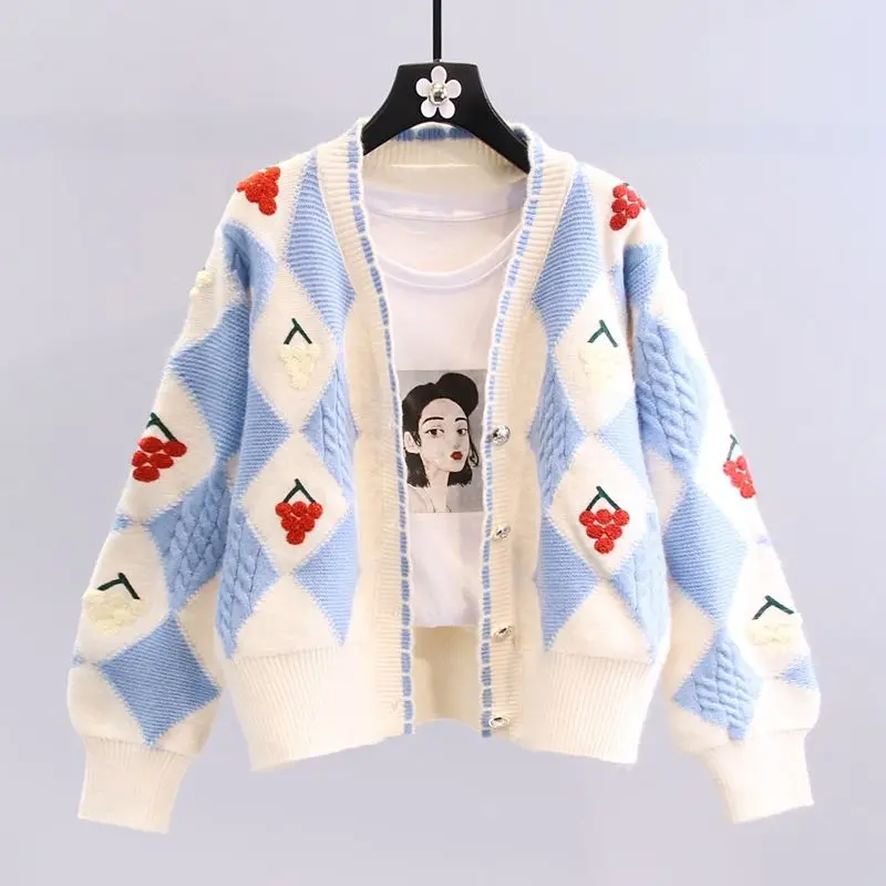 

Korean Short Sweater Women V-Neck Knitted Cardigan 2022 Fashion Single Breasted Women Elasticity Cropped Cardigan Sweater Coats
