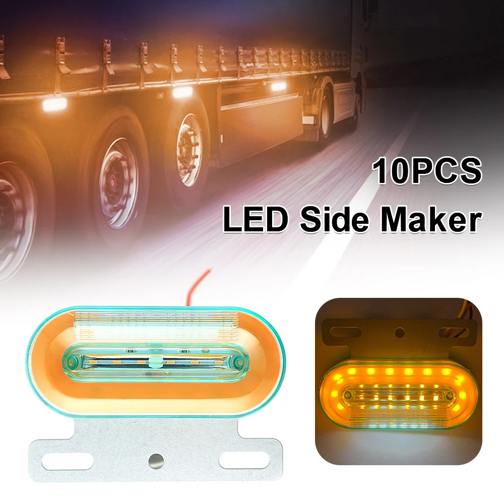 

10pcs Car Truck Side Marker Lights 24V 12LED Car External Lights Signal Indicator Lamp Warning Tail Light 3 Modes Trailer Lorry