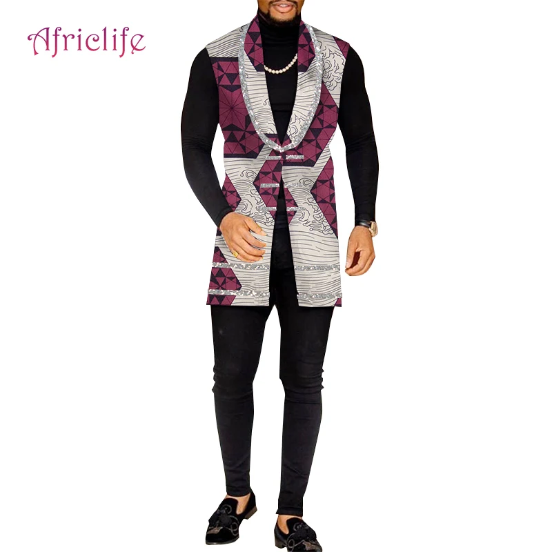 

New African Vest for gentleman Fashion Leisure Coat African Man Dashiki Batik Wax Printing Blazer Sleeveless Jacket Male WYN1622