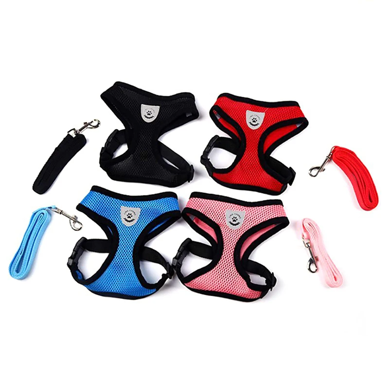 

Breathable Mesh Harness Small Dog Pet Mesh Small Dog Pet Harness and Leash Set Puppy Cat Vest Harness Collar for Bulldog Cat