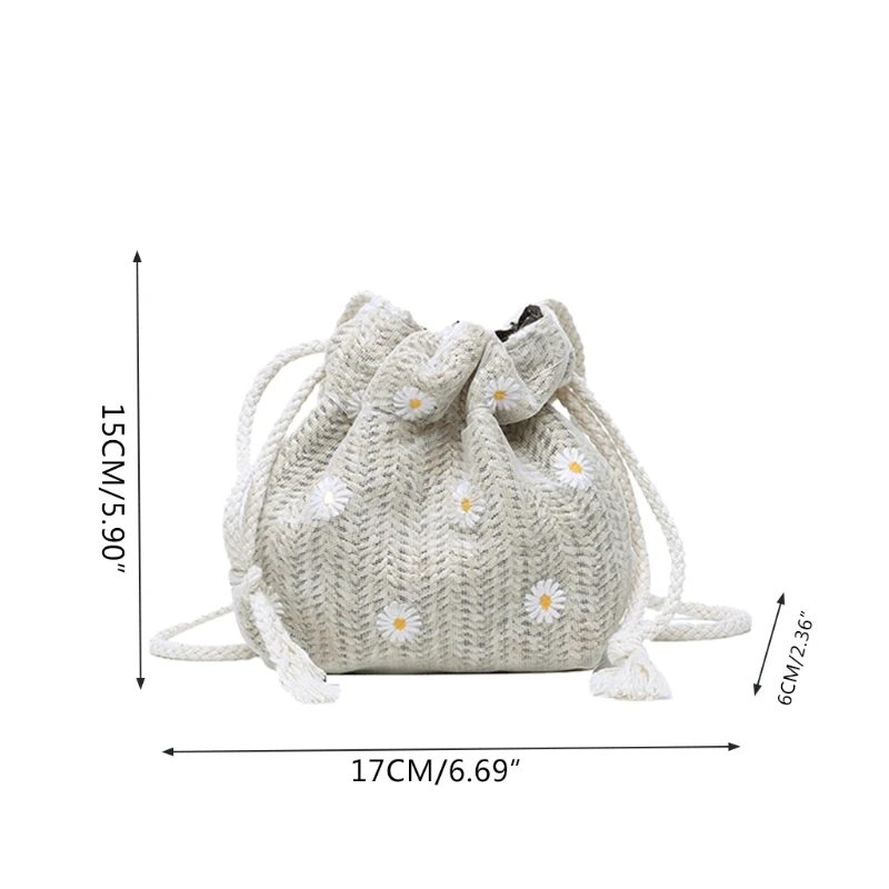

066C Straw Weave Bucket Bags Rattan Women Summer Beach Shoulder Bag Handbags