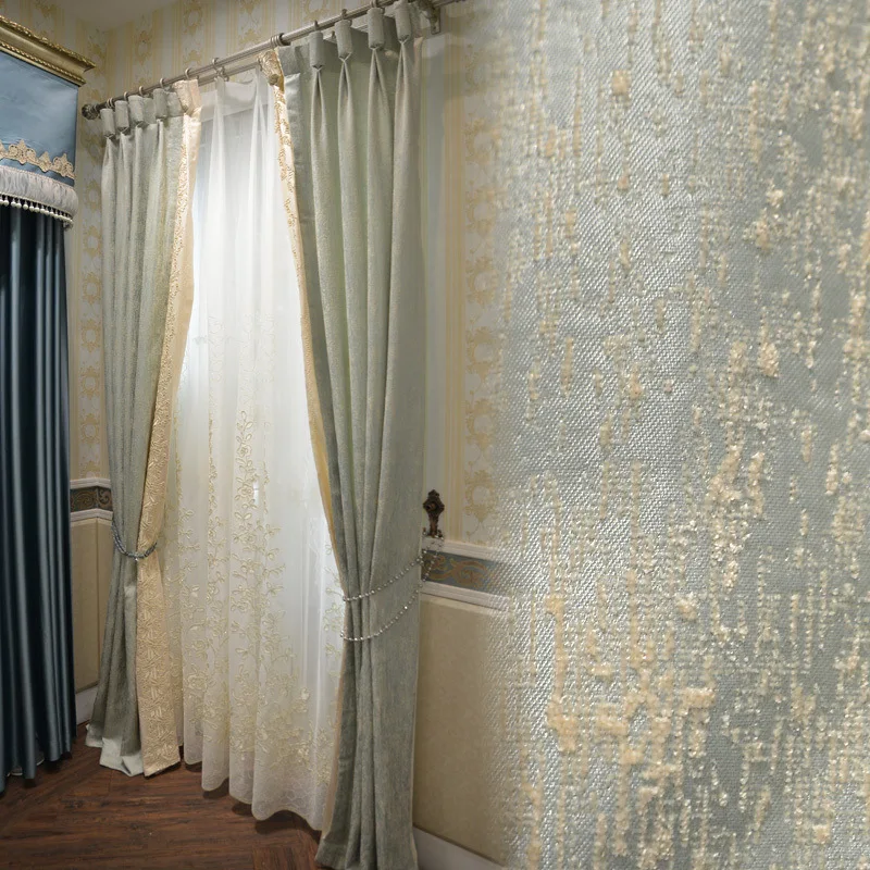 

Modern Simple Jacquard Atmosphere Simple Classical Chenille Luxury Home Customization Curtains for Living Dining Room Bedroom