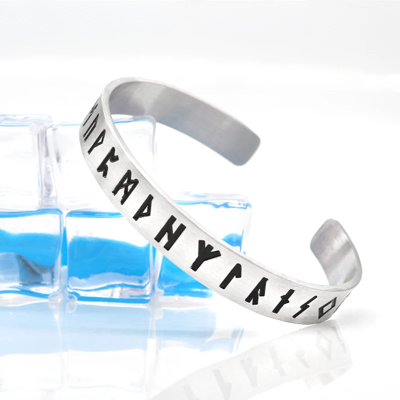 KLDY Новый скандинавский Викинг браслет с рунами регулируемый из нержавеющей