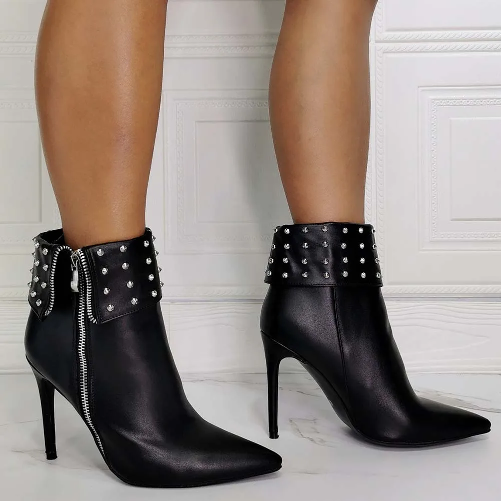 

DORATASIA Big Size Ladies Pointed Toe Zipper High Heels Ankle Boots Brand Luxury Stylish Boots Women Pointed Toe Shoes Woman