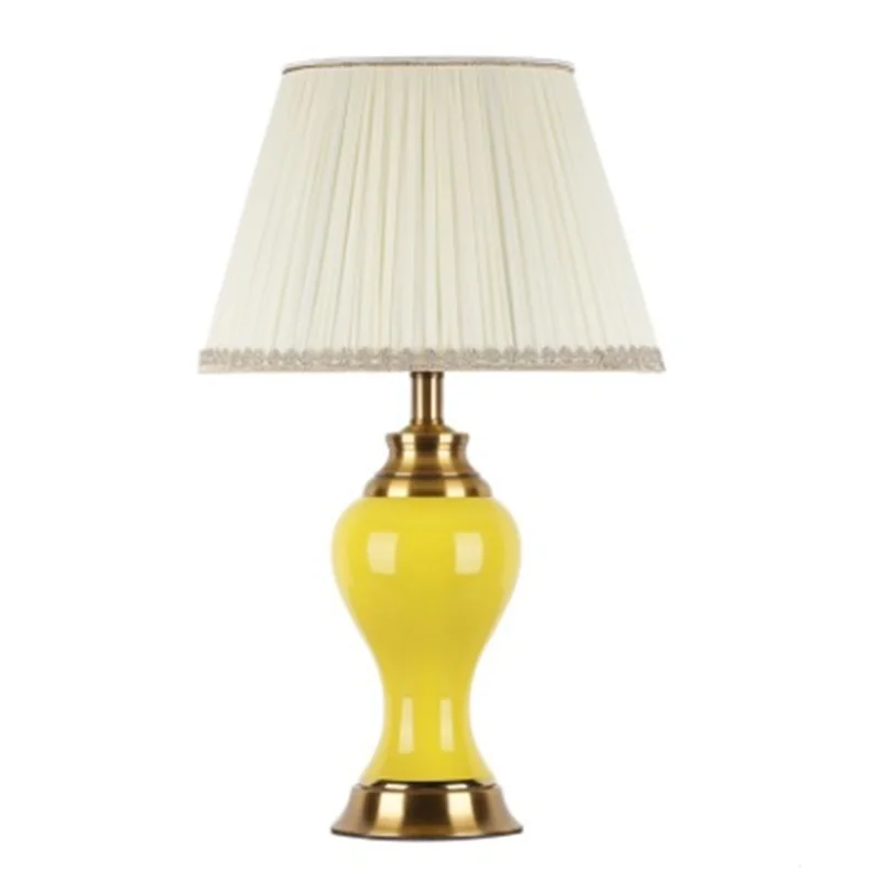 Керамическая Настольная лампа в американском стиле желтая синяя Зеленая для