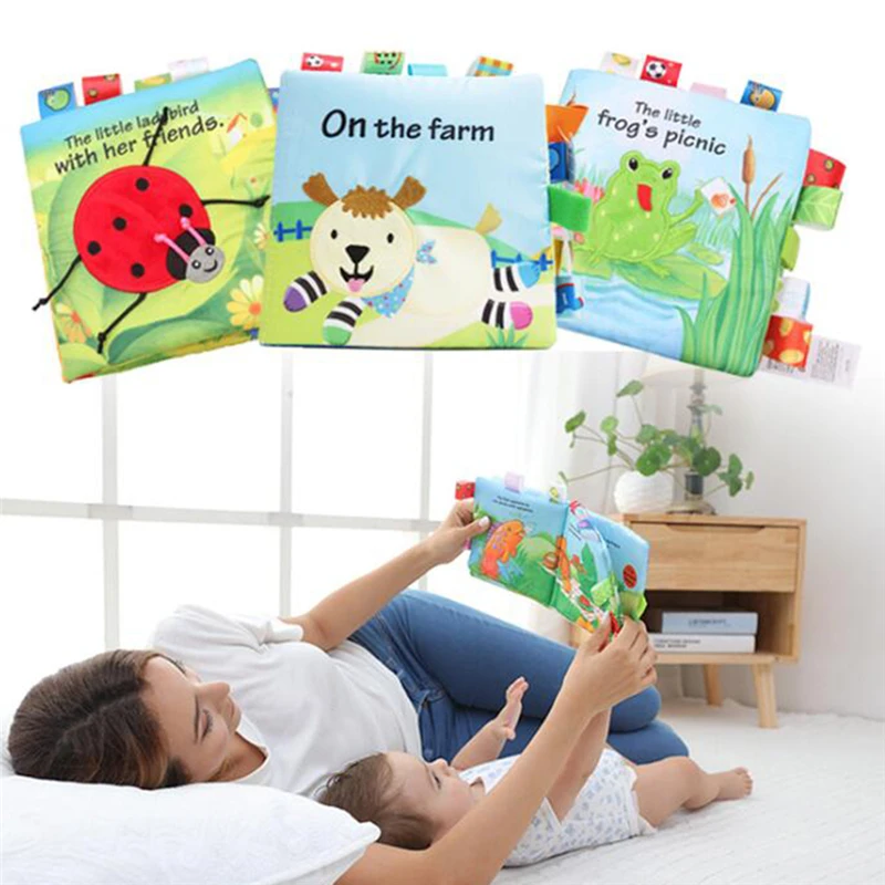 

Newborn Baby Toys Learning Educational Kids Cloth Books Cute Infant Fabric 3D Book With BB Sound Paper Label