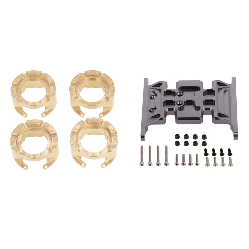 

Skid Plate Transmission Mount for 1/10 RC SCX10 90028 with 4PCS Balance Weight Portal Drive Housing for 1:10 RC TRX-4