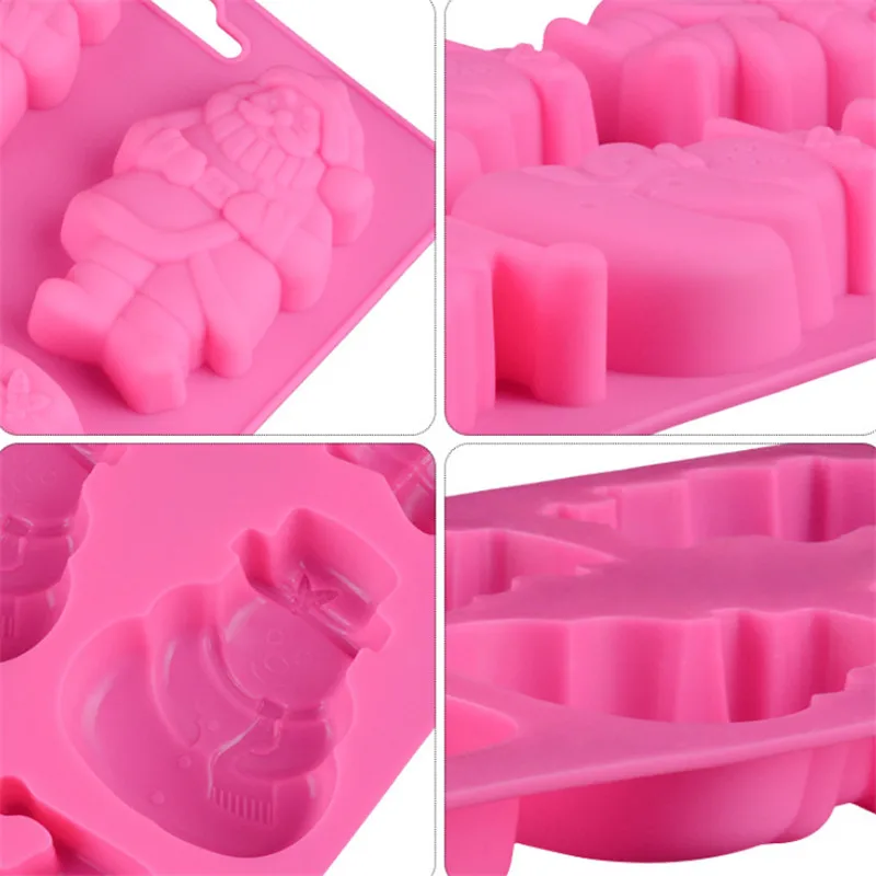 

6 Holes Santa Claus Silicone Cake Baking Mold Cake Pan Muffin Cups Soap Moulds Biscuit Chocolate Ice Cube Tray DIY Mold Random