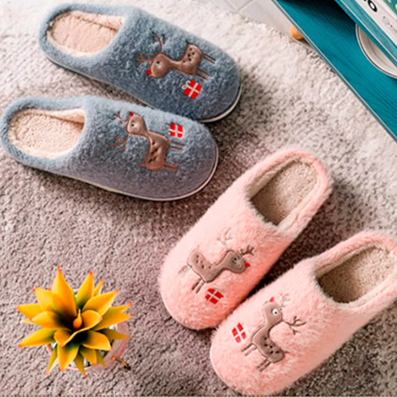 

Тапочки домашние женские теплые, хлопок, мультяшный рисунок, плоская подошва, Нескользящие, домашняя обувь