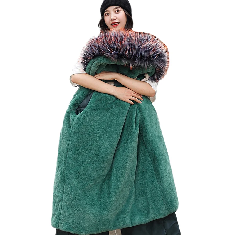 

Winter Parker Women Jacket 2019 New Lamb lining Long Cotton Jacket Hooded Fur Collar Warm Winter Coat Plus Size Women's Clothing