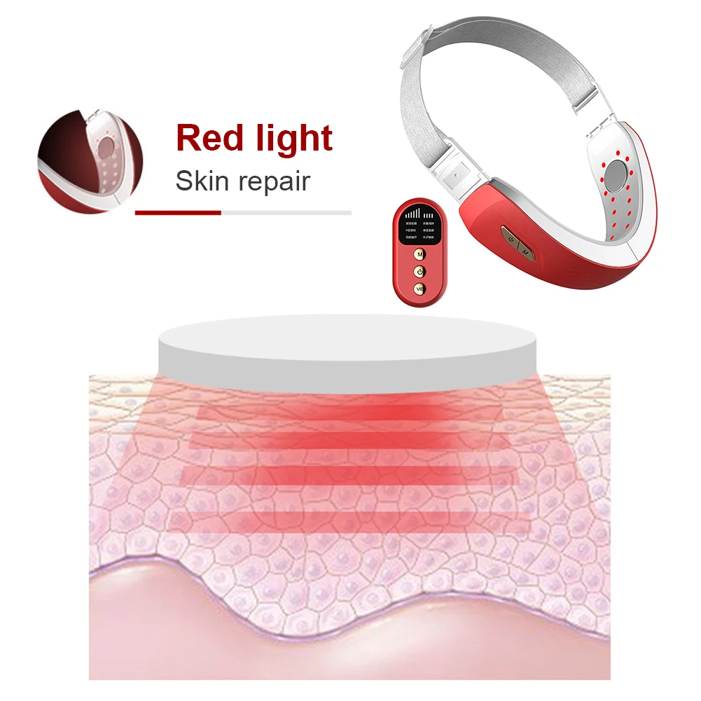 

Remote Control Face Chin V-Line Belt Blue LED EMS Facial Lift Up Machine Facial Slimming Belt Face Massager Beauty Tool