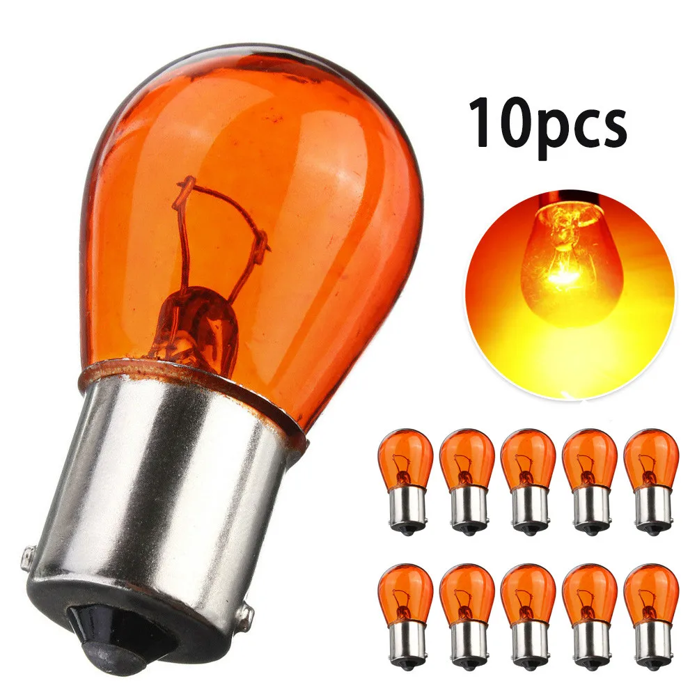 

10PCS PY21W BA15S Amber Indicator Bayonet Base Lamp Turn Signal Light Side Position Parking Lights For 12V Electrical Wiring