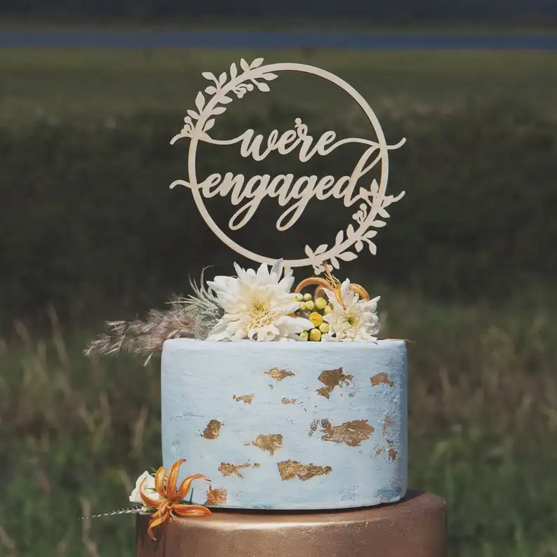 Настраиваемый Топпер для торта с цветами на день рождения Деревянный в