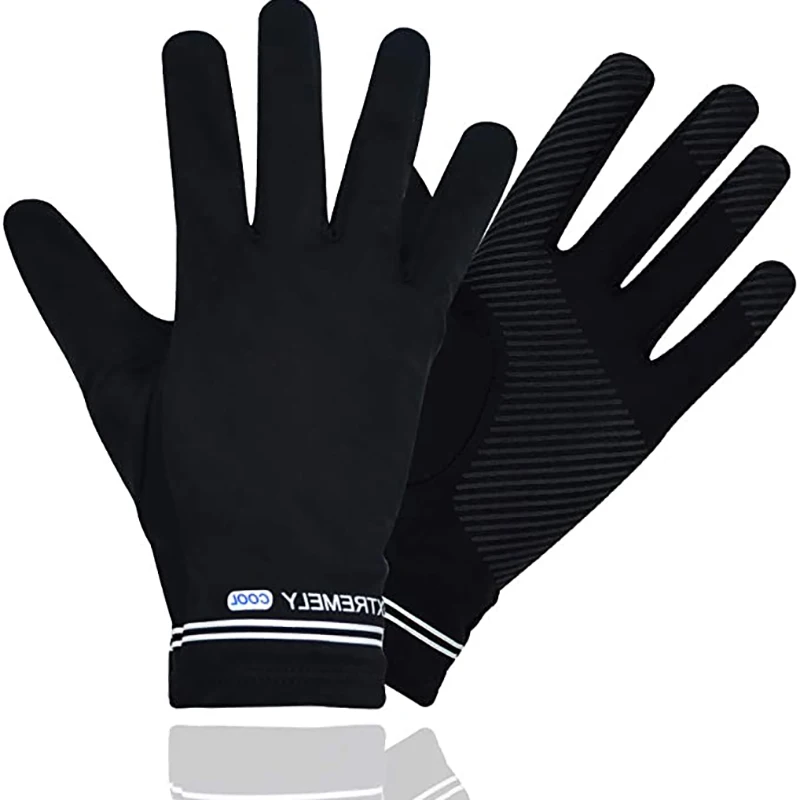 

Black Cycling Gloves Full Finger UV Protection Lightweight Anti-slip Touch Screen Cooling Cycling Gloves