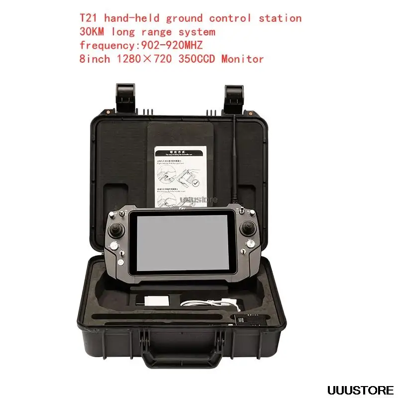 

T21 All-in-one Handheld FPV Portable Ground Station 8 inch IPS Dual integrated link P900 900MHZ 30km remote control system