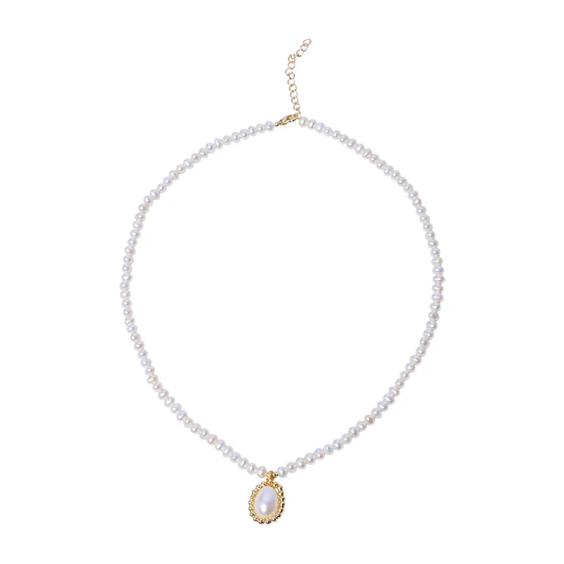 

Water drop rice-shaped small beads pendant necklace 210326-70