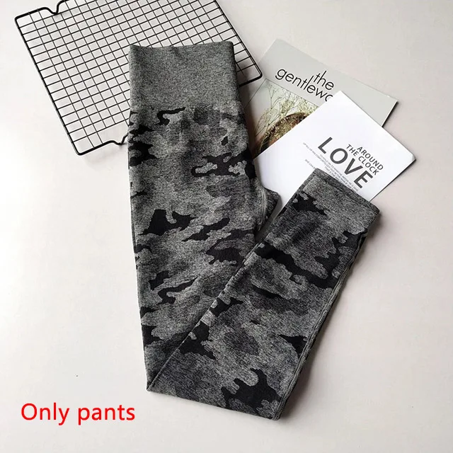 Black Pants 3 шт., камуфляжный бесшовный комплект для йоги, женская одежда для тренировок, бюстгальтер с эффектом омбре, топы с длинными рукавами, леггинсы, спортивный комплект для фитнеса, женская спортивная одежда - Цвет: Black Pants