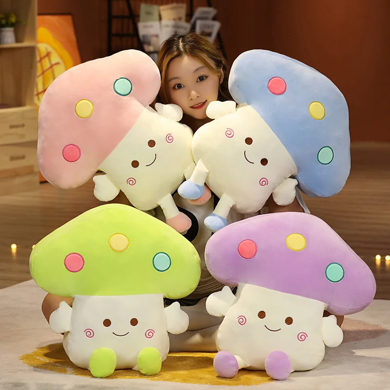 

Lovely Mushroom Pillow Stuffed Plush Toys Soft Dolls Office Decoration 3D Vegetables Throw Pillow Bedroom Gifts For Children