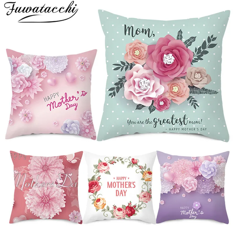 Чехол для подушки Fuwatacchi Happy Mother Day с буквенным принтом розовый чехол цветочным