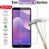 2pcs tempered glass for huawei y5 lite y6 y7 prime pro 2019 2018 on the glass smartphone protective film phone screen protector