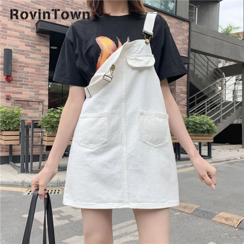 Spring&ampsummer Denim Strap Skirt Women Loose Plus Size All Match Korean Style Streetwear Harajuku Casual Free Shipping | Женская