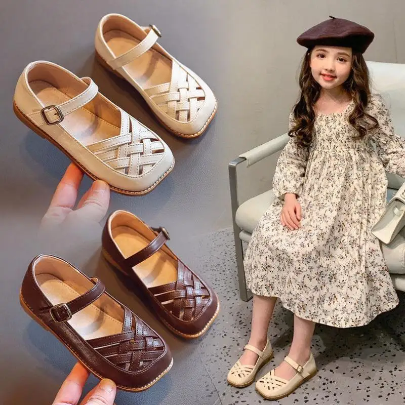 

Girls Leather Shoes Princess Shoes Children's British Style Spring 2021 New Soft-soled Children's Peas Shoes Baby Shoes