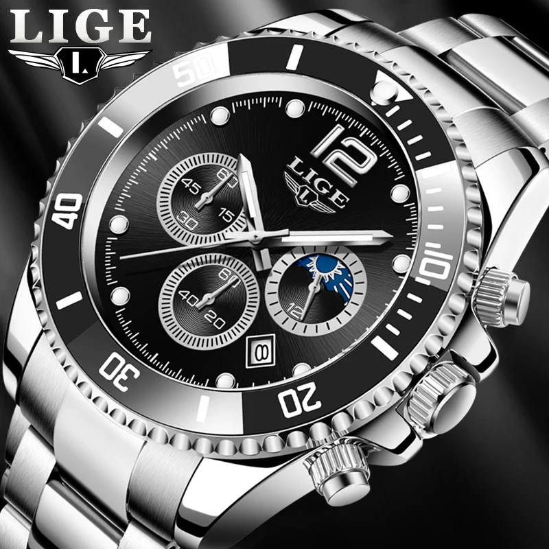 

2021 LIGE Top Brand Luxury Fashion Diver Men Watch Waterproof Date Clocks Sport Watches Mens Quartz Wristwatch Relogio Masculino