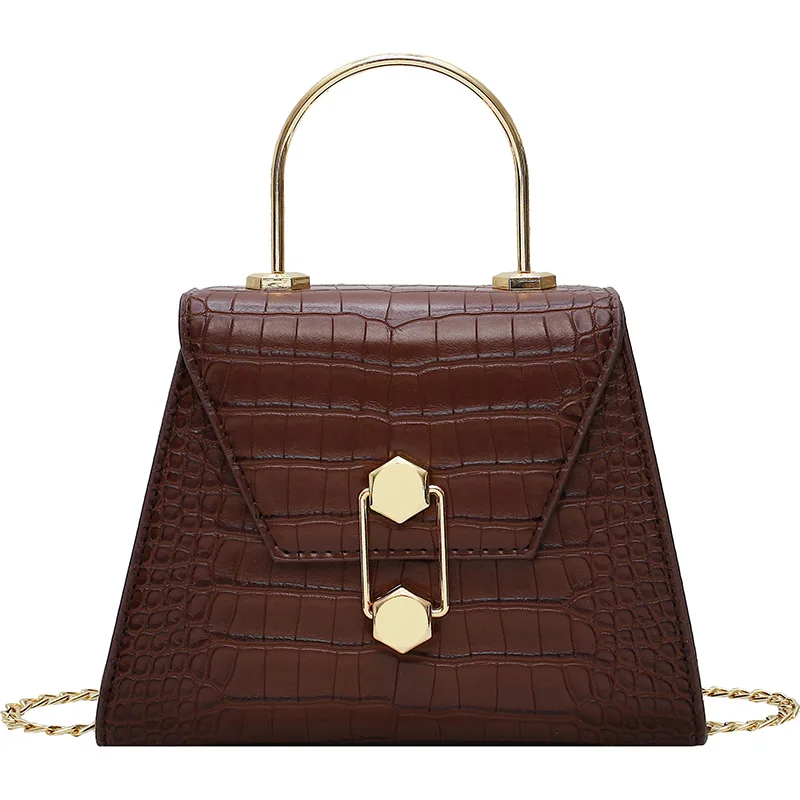 

Stone Pattern PU Leather Crossbody Bags For Women 2019 New Small Totes With Metal Handle Lady Shoulder Messenger Bag Handbags