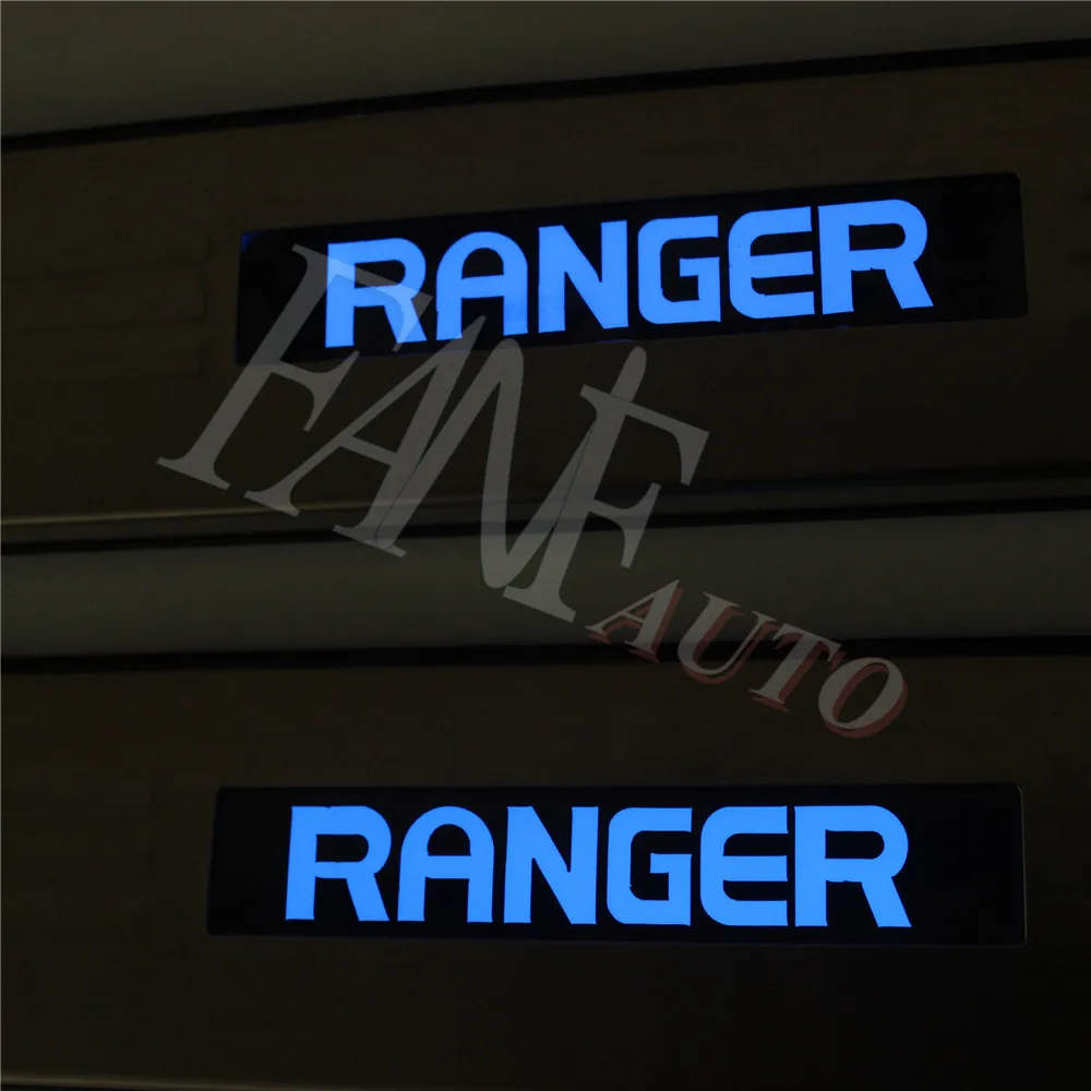 Накладка на порог из нержавеющей стали со светодиодной подсветкой для Ford Ranger T6 T7