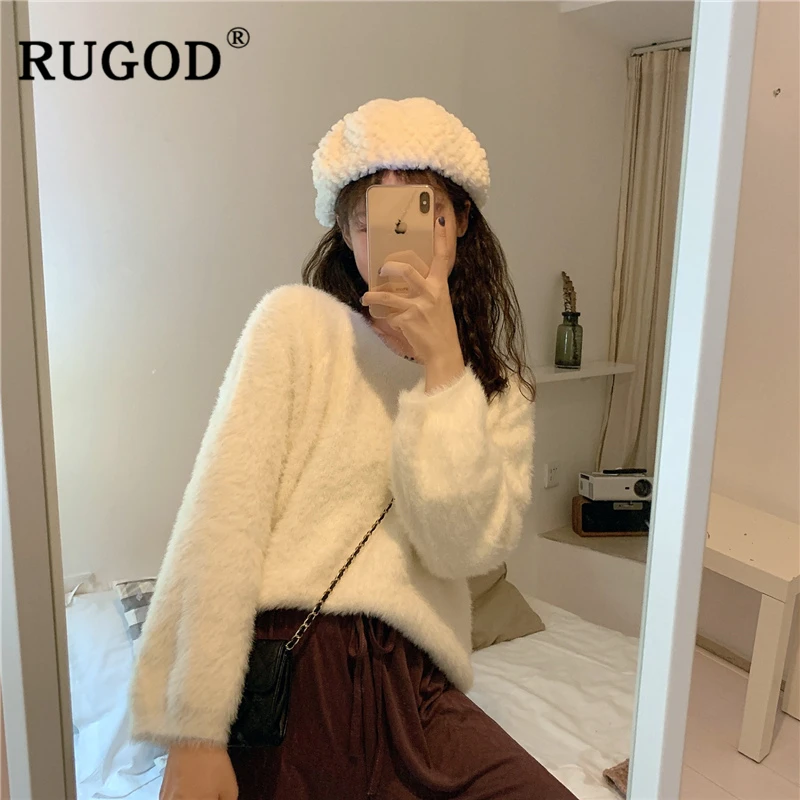 Женский кашемировый свитер RUGOD элегантный мягкий вязаный пуловер карамельных