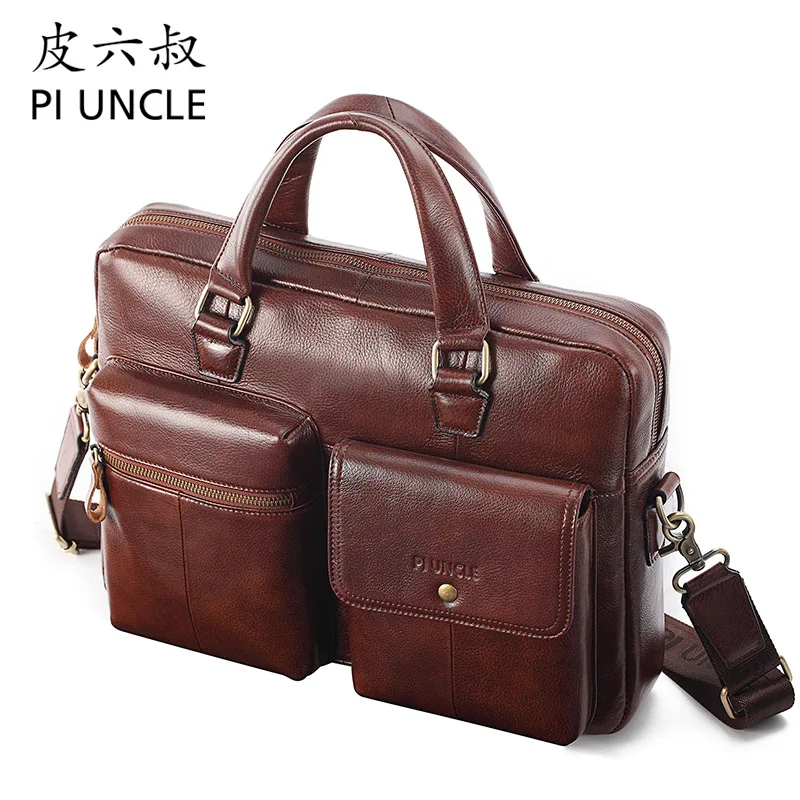New Luxury Cow Genuine Leather Business Men's Briefcase Male Shoulder Bag Messenger Tote Computer Handbag | Багаж и сумки