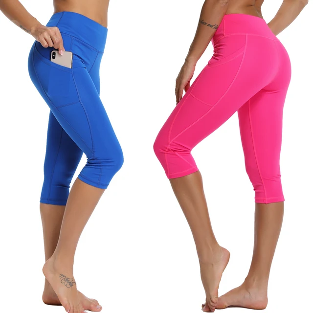 Women's 3/4 Sports Pants: Gym Sport Tights and Casual Cropped Leggings with Side Pockets for Fitness and Yoga 3